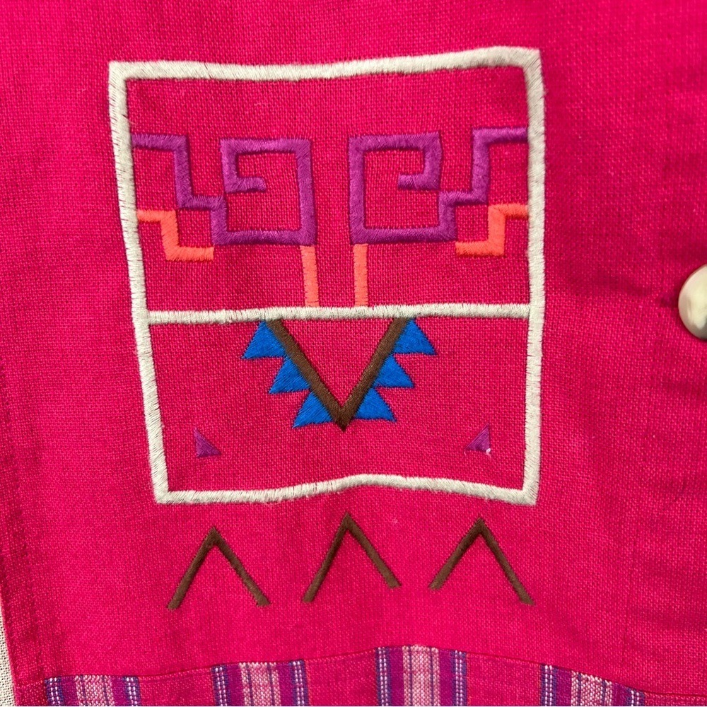 Sigrid Olsen Pink Embroidered Jacket Size XL Vintage 90s Southwestern Aztec - Picture 4 of 9